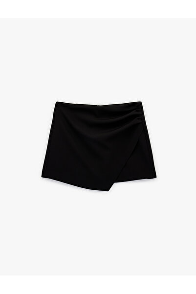 Koton Double-Breasted Mini Shorts Skirt with Drape Detail