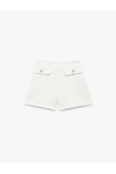 Koton Pantaloni scurți din tweed cu talie elastică și buzunar cu clapetă