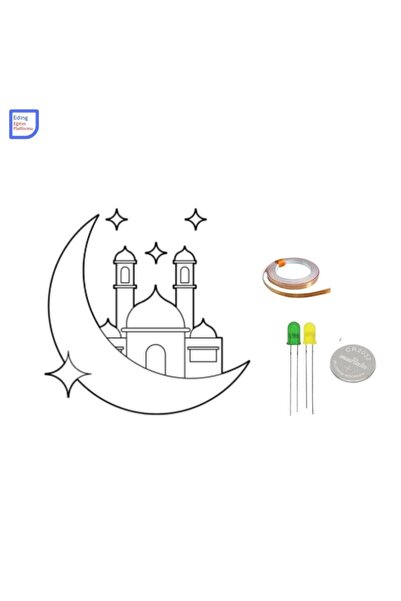 Fapatech Ramazan Ayı Temalı Ramazan Bayramı Kağıt Devre Kiti - Stem , CR2032,LED,Bakır İletken Bant 2 Metre