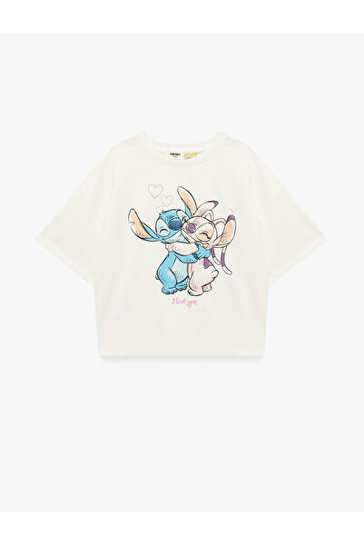 Koton Tricou cu licență Stitch cu imprimeu Cotton guler rotund cu mânecă scurtă