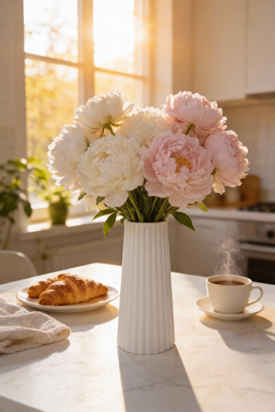 Fitruka Modern Decorative Tall Vase |   Stylish Design with Corrugated Cerami...