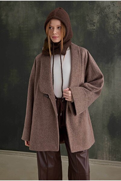 HEQA Belt Detailed Coat Brown