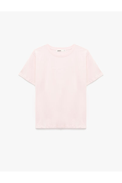 Koton Tricou cu mânecă scurtă din bumbac, cu decolteu, cu imprimeu