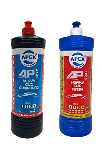 Apex Heavy Cut Kalın Oto Pasta + Finish Pasta Seti 1 Lt | Çizik Giderici & Pa...