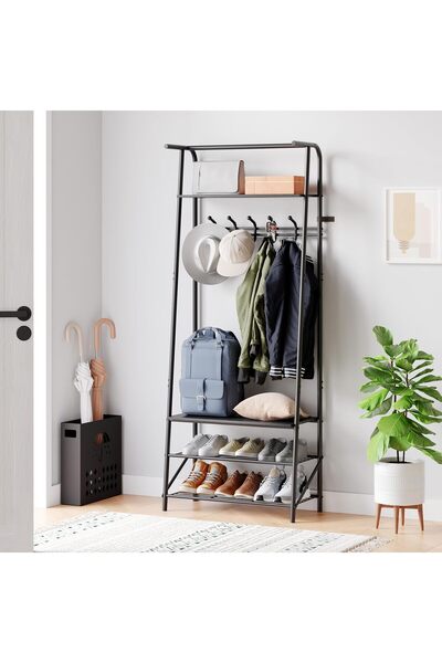 Garvee رف معاطف بطول 180 سم مع مقعد لتخزين الأحذية - وحدة تخزين معدنية للمدخل...