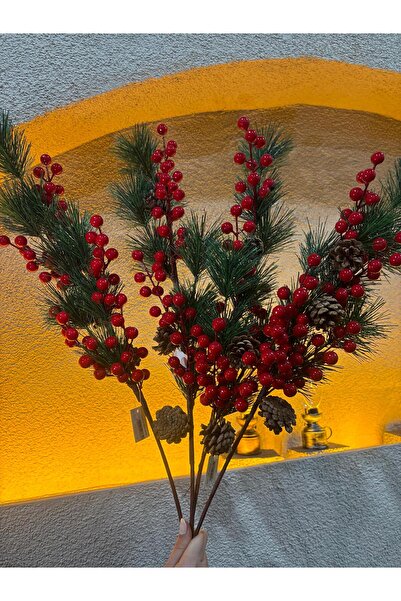 Ekodoğa Yapay Çiçek Kokina Çiçeği 70 cm Çam Kozalaklı Yılbaşı Süsü Vazo Saksı...