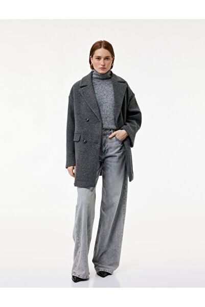Koton Long Sleeve Buttoned Pocketed Double Breasted Cashmere Coat
