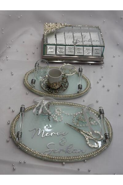 GÜRLEK TEKSTİL Tavă de logodnă Opal, tavă pentru cerere în căsătorie, foarfec...