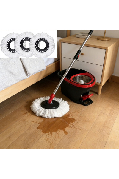 Topone1Topone1 مجموعة دلو وممسحة دوارة 360 درجة لتنظيف الأرضيات، تتضمن 3 رؤوس...