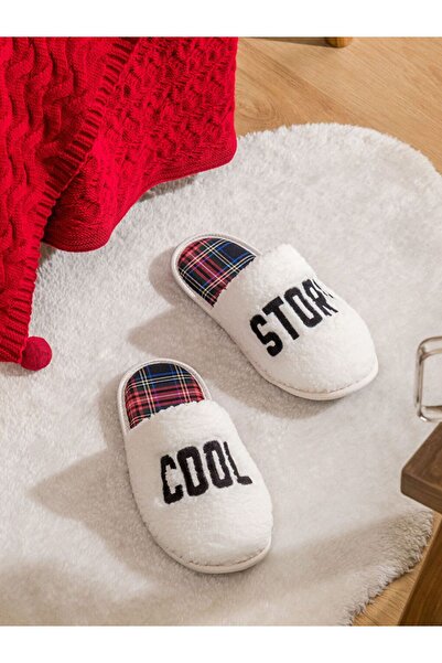 LC Waikiki Lcw Steps Letter Embroidered Plush Men's House Slippers