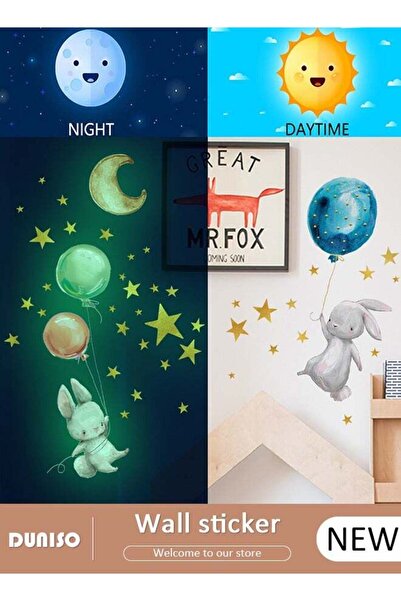 DOMEET Night Light Wall Sticker Cartoon Rabbit Wall Sticker Decorantion Paint...