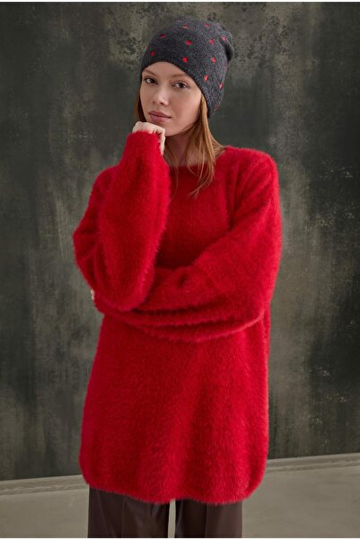 HEQA Soft Furry Sweater Red