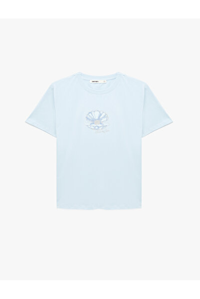 Koton Памучна тениска с къс ръкав и щампа с миди