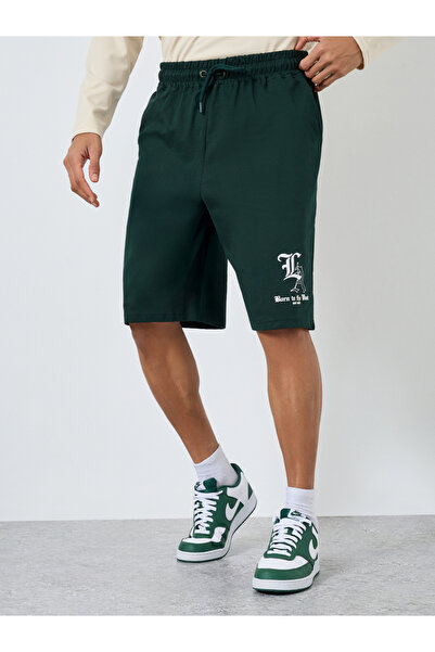 Styli Men Green Printed Oversized Shorts