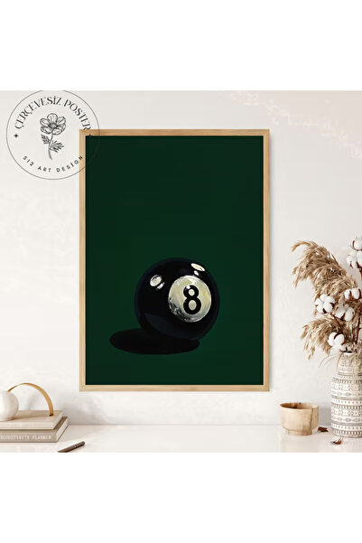 512 STORE Estetik Bilardo Topu Siyah 8 Duvar Dekor Çerçevesiz Kuşe Kağıt Poster