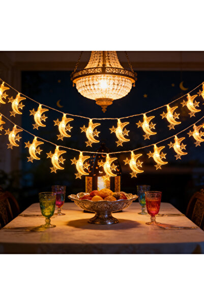 Yoawllty Ramadan Decorations, 10M LED Moon Star String Lights Moon Star Fairy...