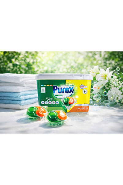 Purox Capsule pentru spălat rufe 5in1 – Universal, 20 spălări