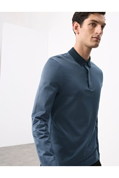 Marks & Spencer Saf Pamuklu Dokulu Uzun Kollu Polo Üst