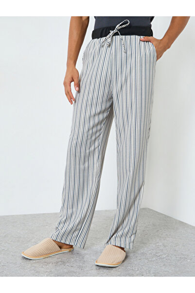 Styli Men Contrast Waistband Striped Pyjama