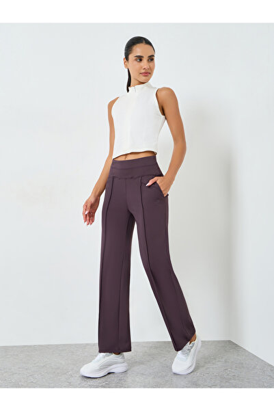 Styli Women Rubber Logo Self Fabric Straight Leg Pants