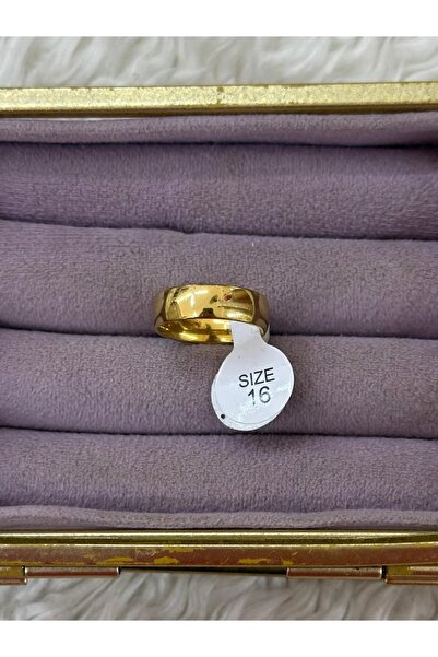 BY YASİN TOPÇU 💍   خاتم كلاسيكي مسطح ذهبي لامع - مقاس 16 ✨