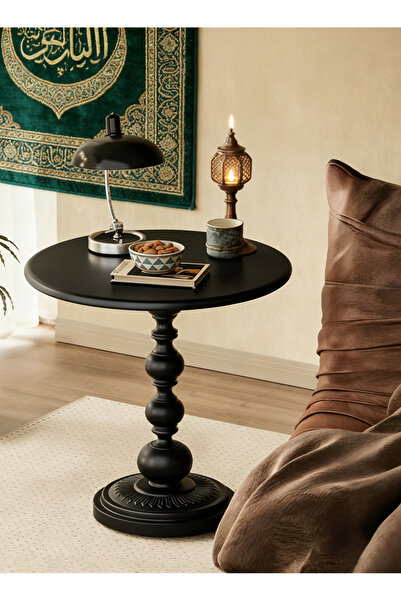 Pomefar Side Table-40CM Round Accent Table, Vintage Coffee Table for Living R...