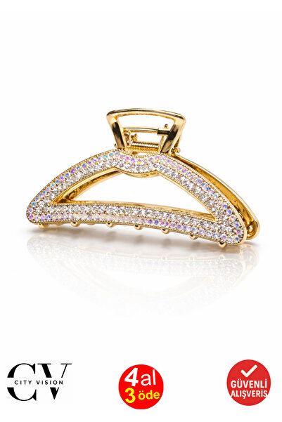 cityvision Agrafă de păr din metal model oval cu pietre 7,5 cm - elegantă și ...