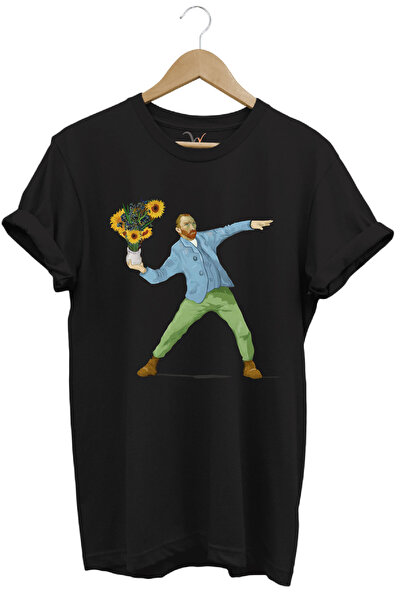 WİDİ Design portret artistic cu imprimeu și flori bumbac 100% Regular Fit gul...