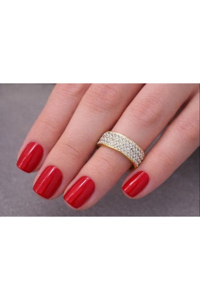 BY YASİN TOPÇU 💍   Sparkling Stylish Ring with Gold & Stones – Size 17 ✨ 💎