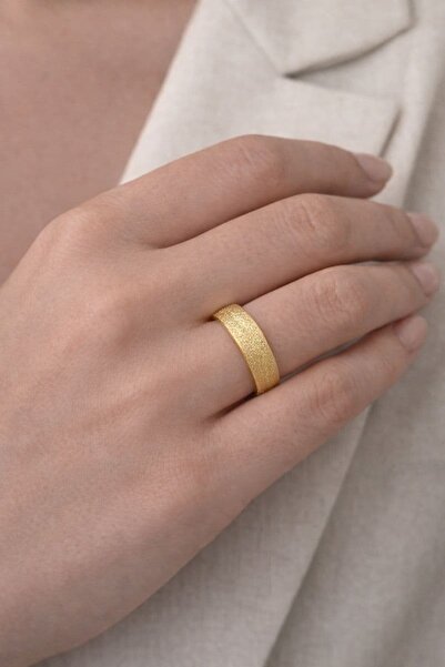BY YASİN TOPÇU ✨ 💍   خاتم كلاسيكي ذهبي اللون ذو ملمس غير لامع |   مقاس 16