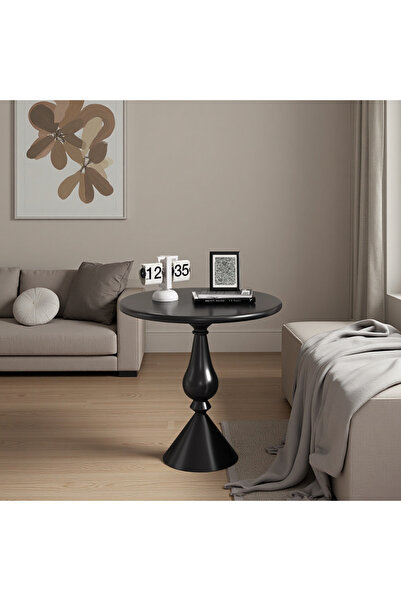 Shangxing Blac Vintage Sofa Side Table, 40×58 cm Round Coffee Table for Livin...