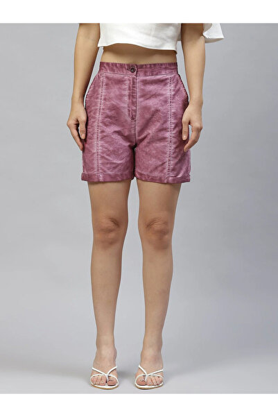 RUE COLLECTION By Styli Women Pink High-Rise Denim Look Shorts