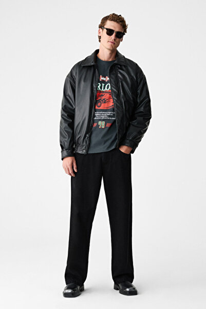 GRIMELANGE DAVIDSON Erkek Baskılı %100 Organik Pamuklu Bisiklet Yaka Oversize...