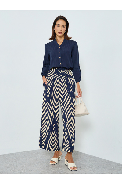 Take Two By Styli Women Striped Elastic High Rise Wide Leg Pants