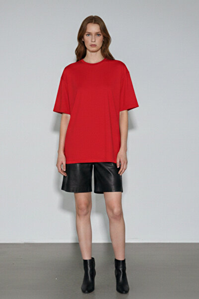 Softandbasic Tricou de damă, 100% bumbac organic, croială oversize, cu gât ro...