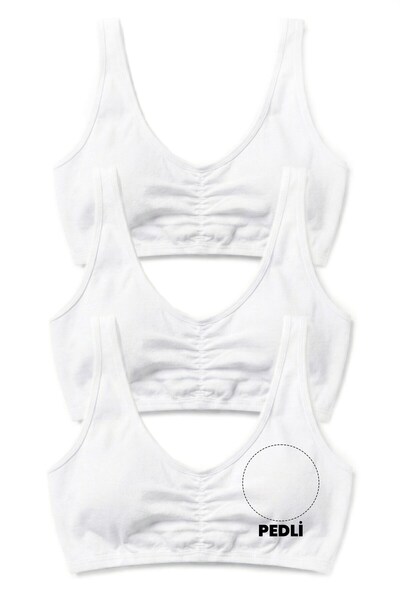 Öts Girl's Bustier 3-Piece Thick Straps, Gathered Front, Padded (96% Cotton -...