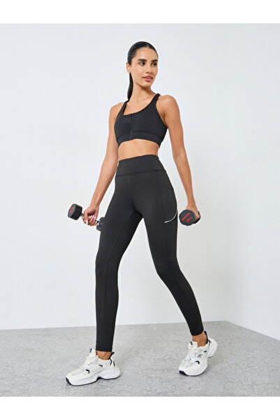 Styli Women Back Reflective Black Leggings