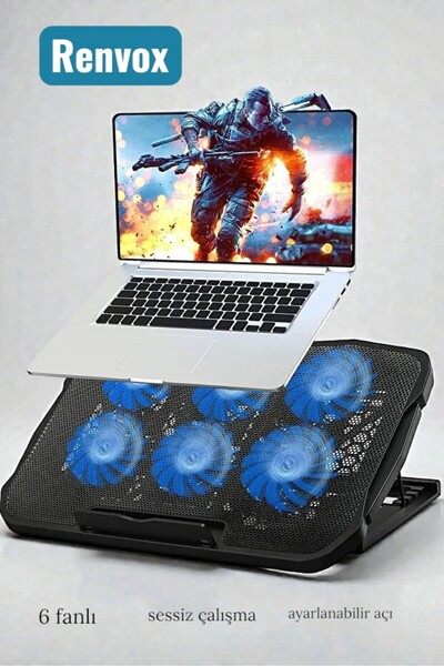 Renvox Silent Laptop Cooler Stand with 6 Fans |   Non-Slip Eva Pad |   USB Po...