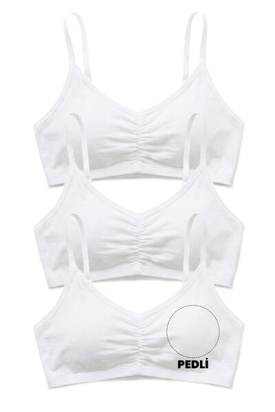 Öts Girl's Bustier 3-Piece Set with Thin Straps, Gathered Front, Padded (96% ...