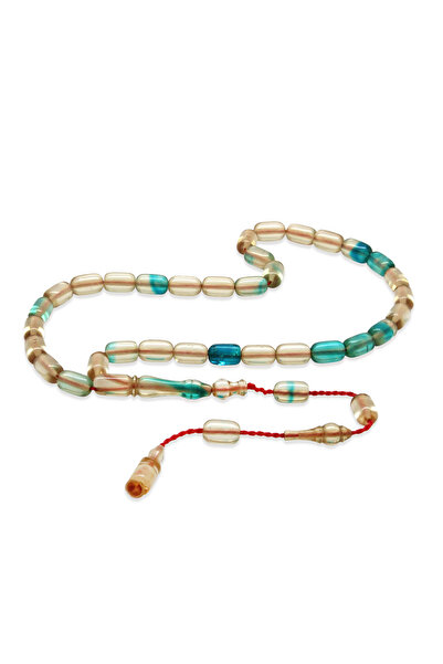 Tesbihane Fire Amber Prayer Beads - Systematic - Mini Size - Turquoise White ...