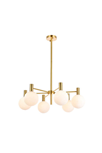 NZL Lighting Brass Pirinç 6'li Sarkıt Avize Salon Oturma Odası