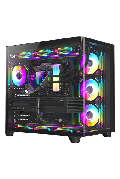 DRAGOS Ocean Curved Pro V2 7x Argb Fan USB 3.0 TypeC ATX Oyuncu Bilgisayar Ka...