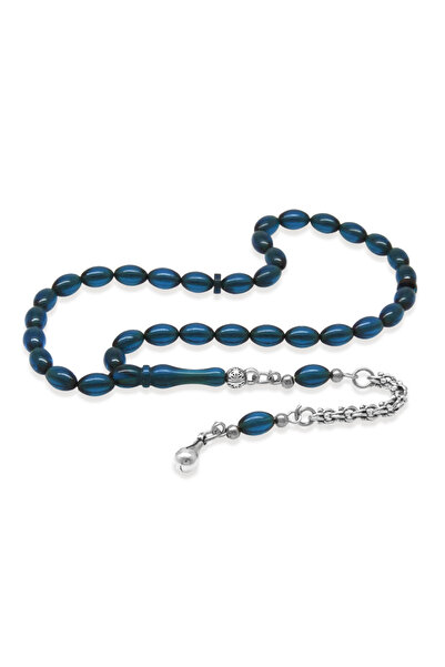 Tesbihane Fire Amber Prayer Beads - Non-Tarnish Metal with Albanian Tassels -...