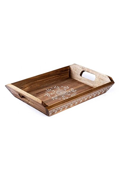 Tantitoni Acacia Wood Patterned Tray 41X30 cm