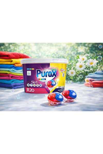 Purox Color 5in1 laundry detergent capsules, 20 washes
