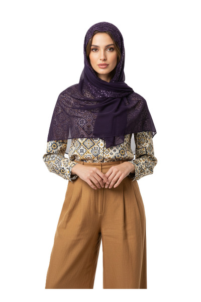 Oppland شال نسائي مناسب للعبادة والزيارات، مطرز بالدانتيل، تصميم أنيق ومتعدد ...