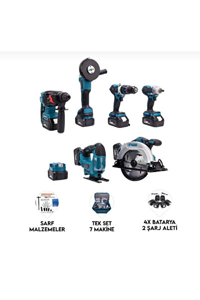Dawreek 7’li Set Hilti+Spral+S.Sıkma+13mm Çelik Mandren+Dekubaj+Sunta Kesme+P...