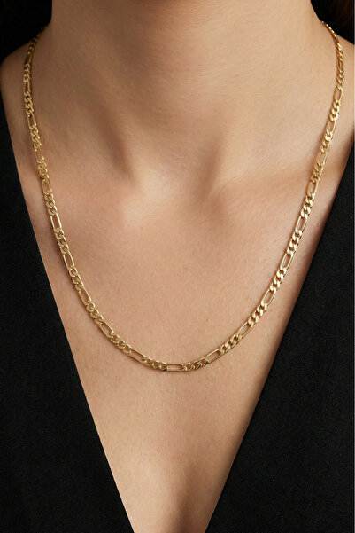 Modacaprea CM 14K Figaro Zincir Kolye 60 cm | Altın Renkli Kararmaz Kadın Tak...