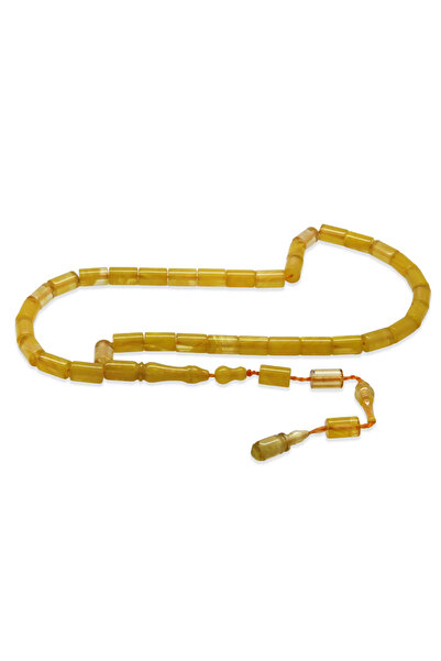 Tesbihane سبحة من حجر العنبر الناري - منظمة - لون أصفر - حجم صغير - قطع مصقول