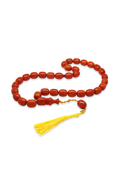 Tesbihane Fire Amber Prayer Beads - Ottoman Palace Tassels - Mega Size - Ligh...